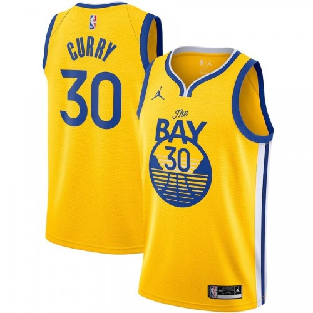 Men's Golden State Warriors Stephen Curry #30 Jordan Gold 2020/21 Swingman Jersey - Statement Edition-Pro Kit Vault | Brand New 26/27 Sports Jerseys